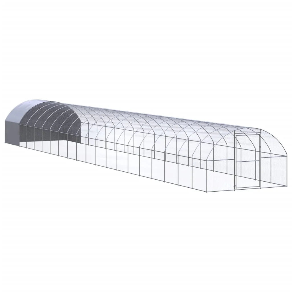 Pollaio recinto per polli da esterno 3 x 20 x 2 m acciaio zincato argento 02_0044007