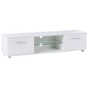 Mobile TV moderno con ante e sistema di gestione dei cavi con LED, gambe in metallo MDF bianco stile moderno
