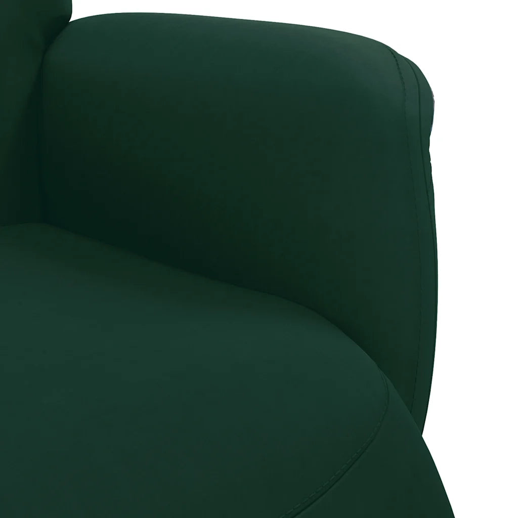 Poltrona Reclinabile con Poggiapiedi Verde Scuro in Velluto 356684