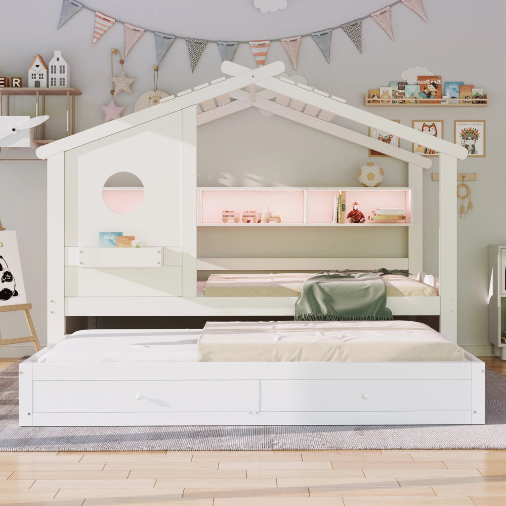 Letto 90200 bianco letto extra 90190 design casa cassetti USB+Tipo-C+LED mensole multifunzionale