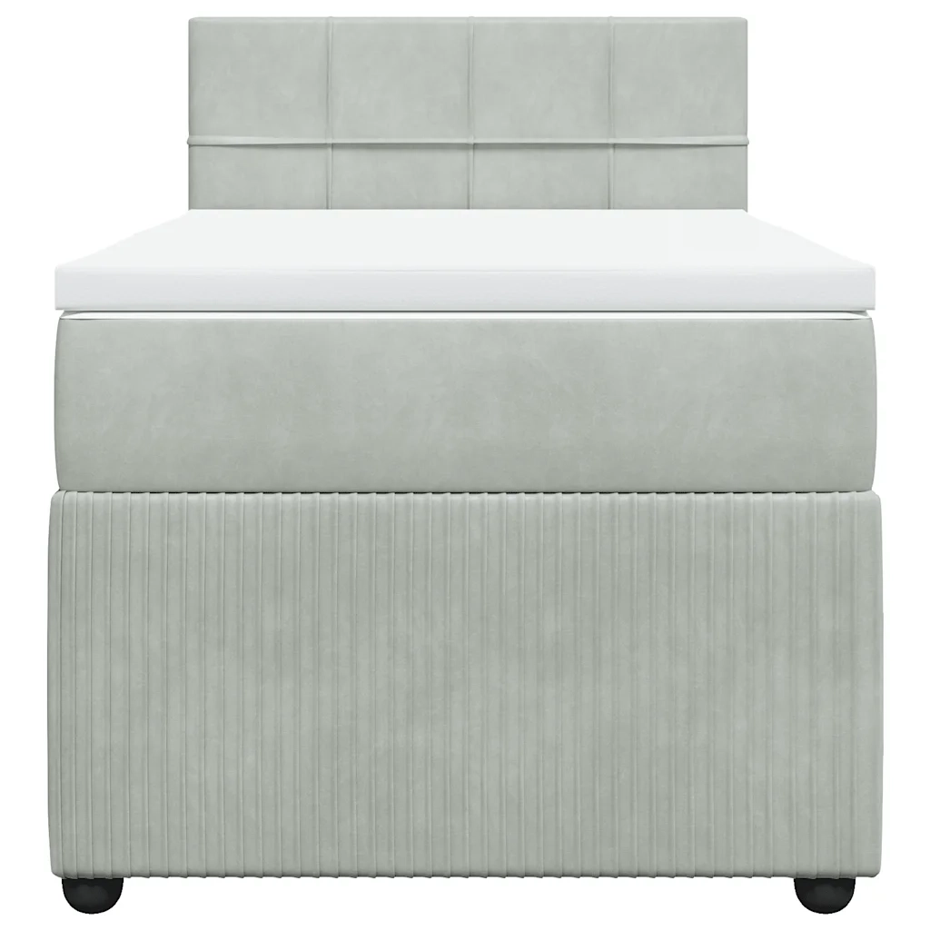 Giroletto a Molle con Materasso Grigio Chiaro 90x200 cm Velluto