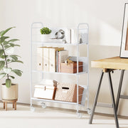 Libreria a 3 livelli con ruote, struttura in metallo, 69 x 26 x 108 cm, bianco