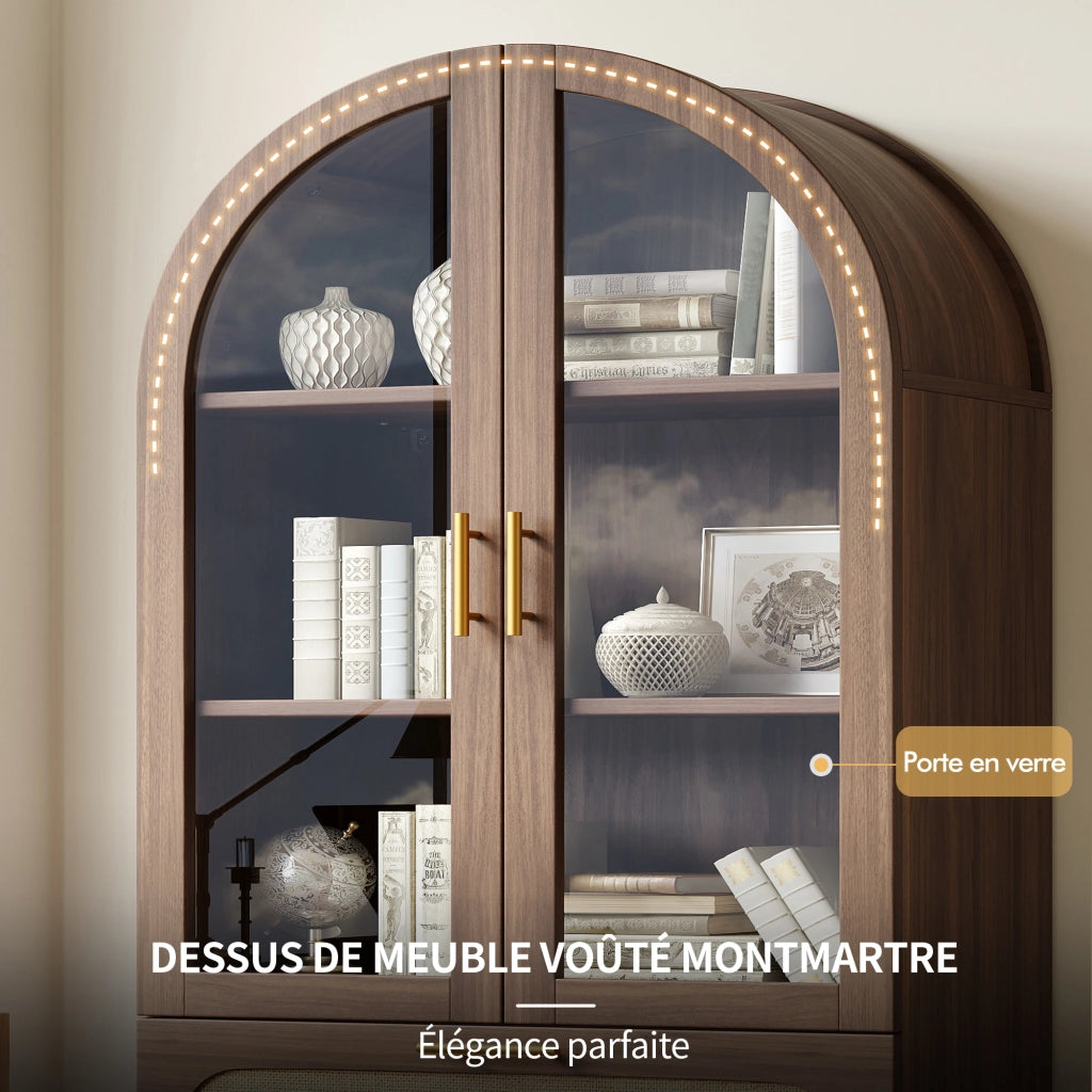 Libreria con Vetrina ad Arco e Cassetti ¨C MINIMAL ¨C Noce, 175x80x40cm