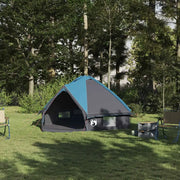 Tenda Teepee per 4 persone-Tenda da campeggio Blu e Grigio 388 x 320 x 169 cm