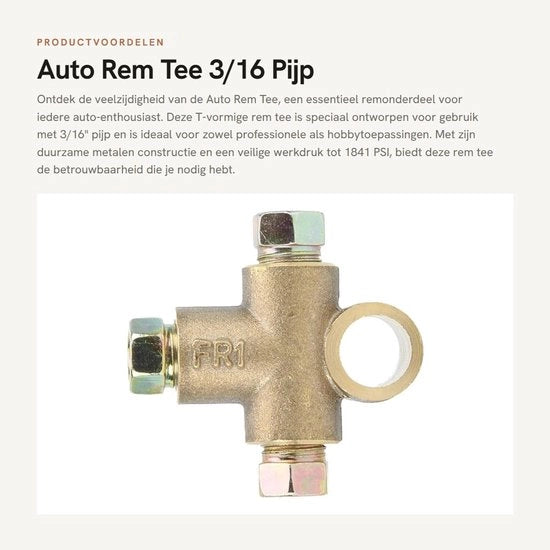 Freni Solido - 3/16" Tubo - T-Forma - 3 Viti Maschili - Unione Corta M10 - Qualità affidabile - Freno a mano