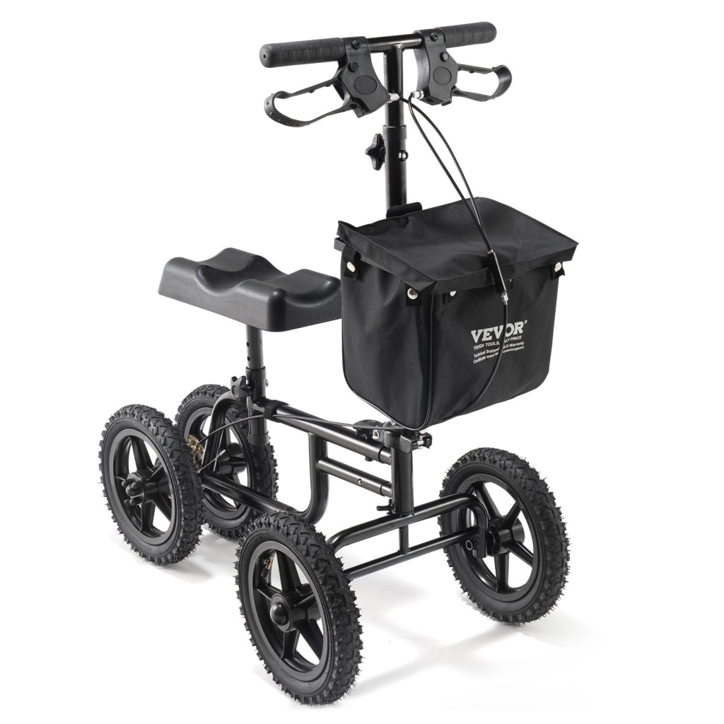 Deambulatore per Ginocchio Pieghevole HFK-9225G-12 in Acciaio al Carbonio Nero Carico 160kg Ruote 12 Pollici Regolabile