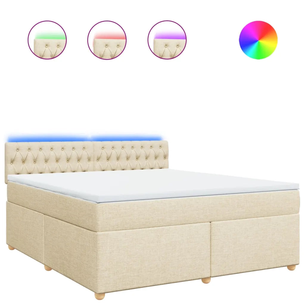 Giroletto a Molle con Materasso Crema 180x200 cm in Tessuto