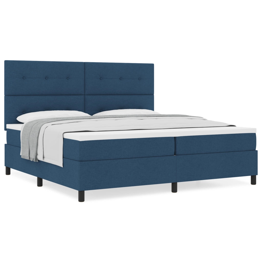Letto con Box Spring Blu 200x200 cm Tessuto