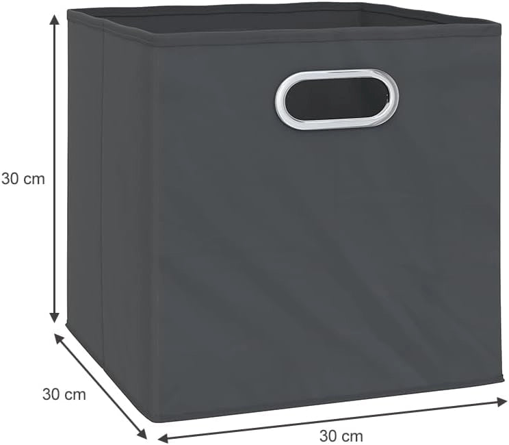 Scatola pieghevole, Antracite, 30 x 30 cm Set di 8 scomparti, adatto ai sistemi di scaffalature con foro integrato per maniglia