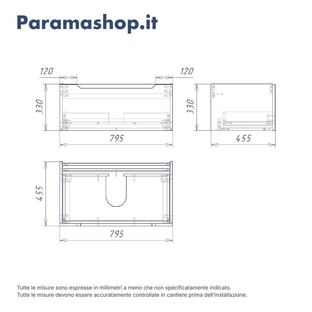 Mobile bagno sospeso modulare 80 cm terracotta opaco due cassetti con lavabo | Bako