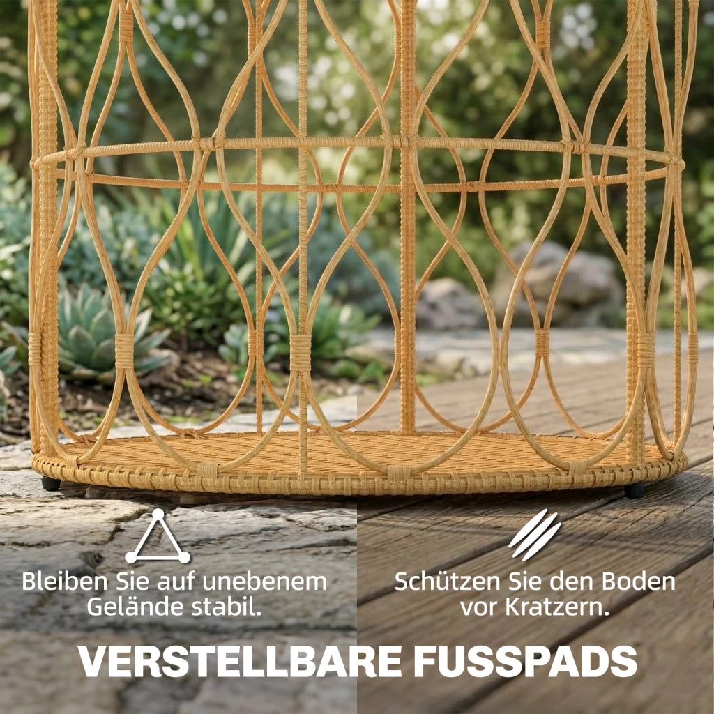 Comodino laterale da 50 cm con piano effetto rattan in legno di acacia regolabile in teak