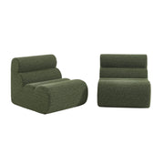 Divano modulare tessuto effetto alpaca, 2 posti, verde kaki