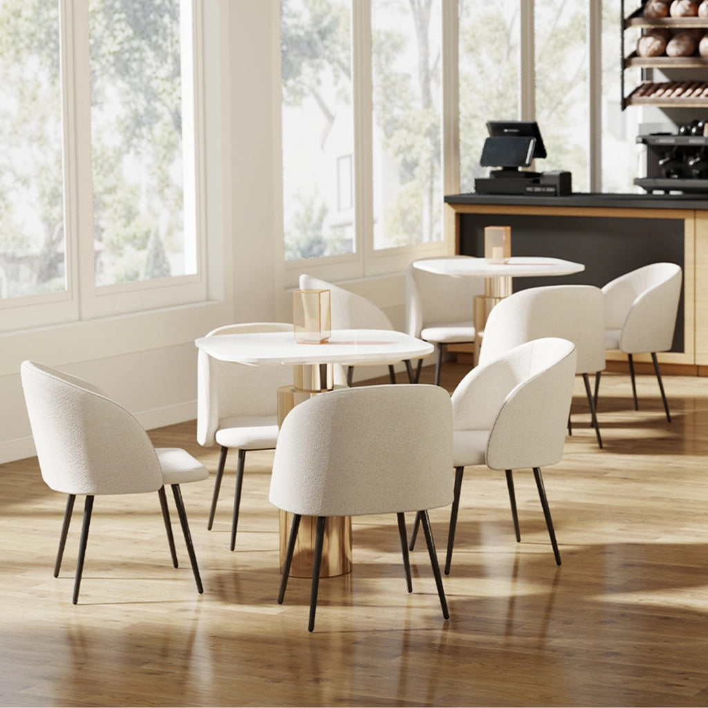 Sedia da pranzo con schienale in tessuto ¨C Zephmum ¨C Beige e Nero 55x62x80 cm