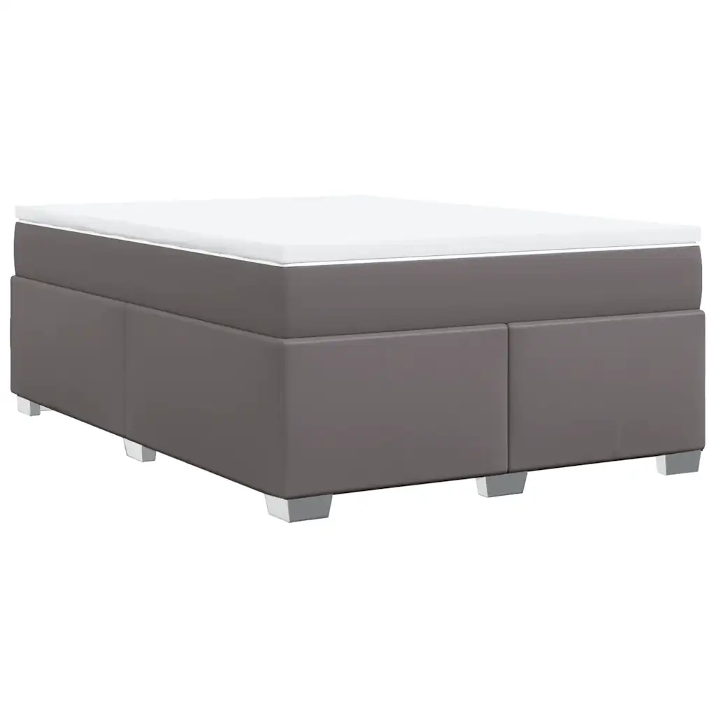 vidaXL Giroletto a Molle con Materasso Grigio 140x190 cm in Similpelle