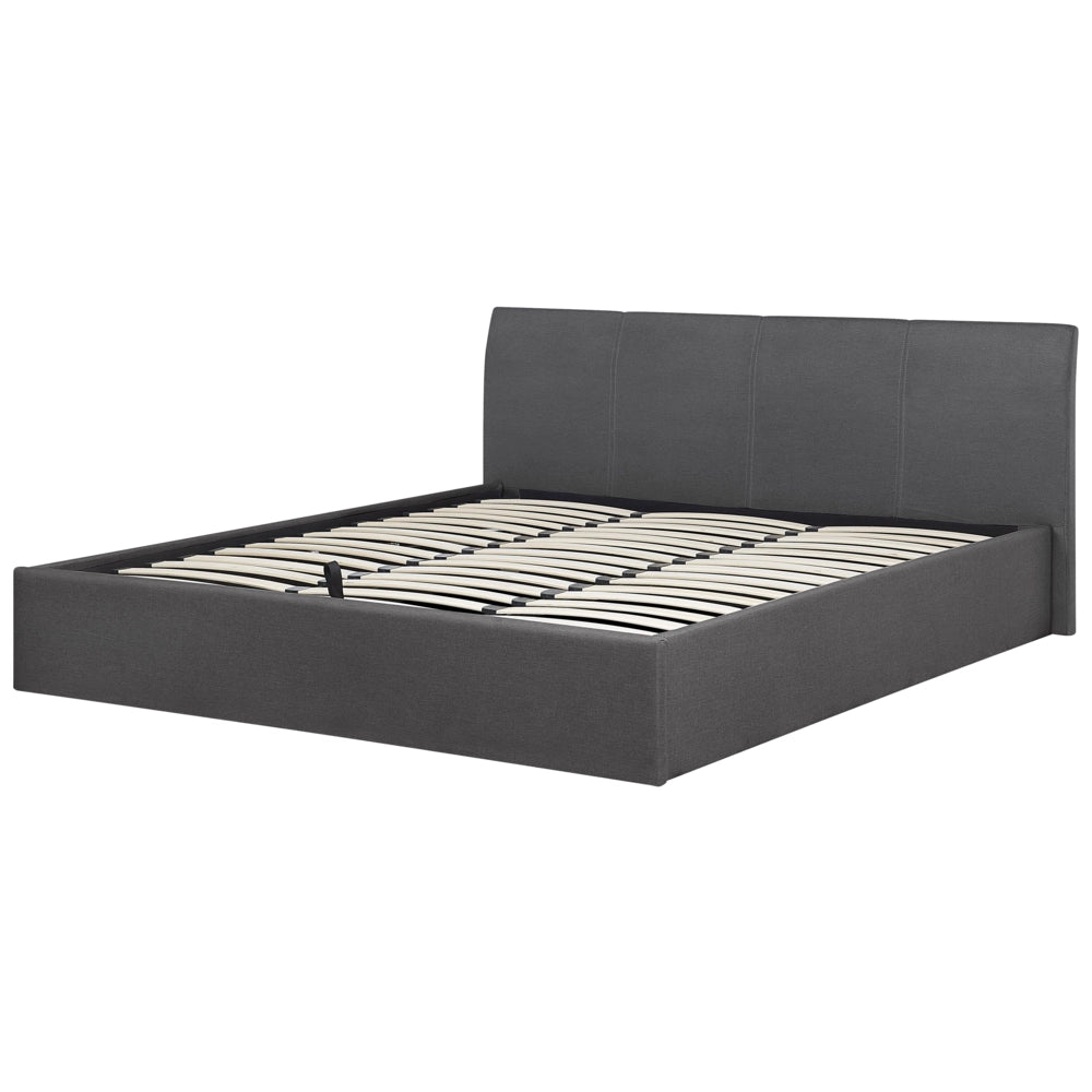 Struttura del letto grigio 180 x 200 cm con contenitore rialzato con testiera