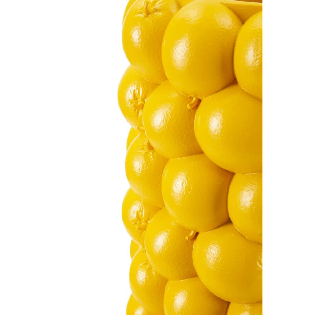 Vaso Decorativo Limoni, Giallo, Poliresina, 21x21x28 cm