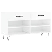Panca Porta Scarpe | Scarpiera | Mobile per scarpe Bianco Lucido 102x35x55 cm Legno Multistrato