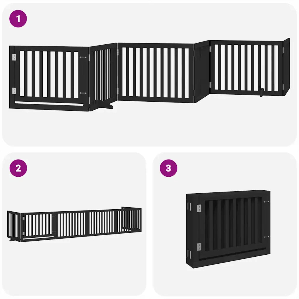 Cancello per Cani Porta Pieghevole Nero 6 Pannelli 480cm Pioppo CFW9989096