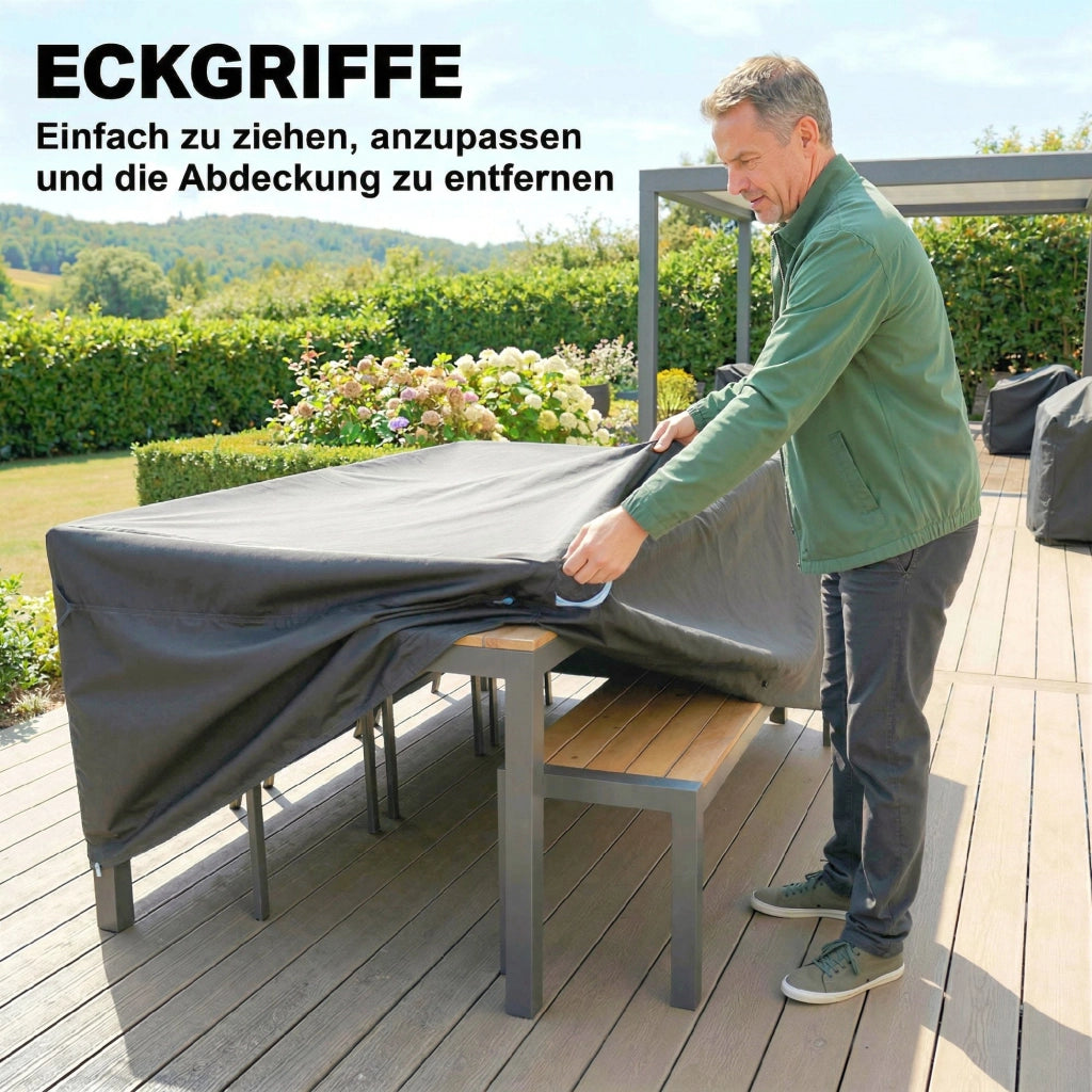 Copertura per Mobili da Giardino Impermeabile Antivento Anti-UV ¨C zephmum ¨C Nero 180x120x74cm