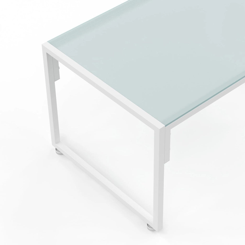 Nairobi Set di mobili da Giardino Bassi a 4 posti in Acciaio Bianco con Cuscini Beige