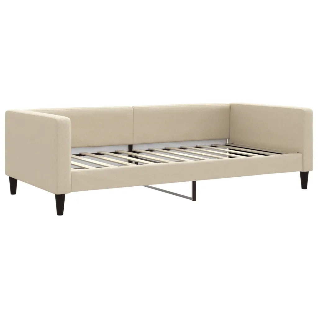 Divano Letto Estraibile con Cassetti Crema 100x200cm in Tessuto