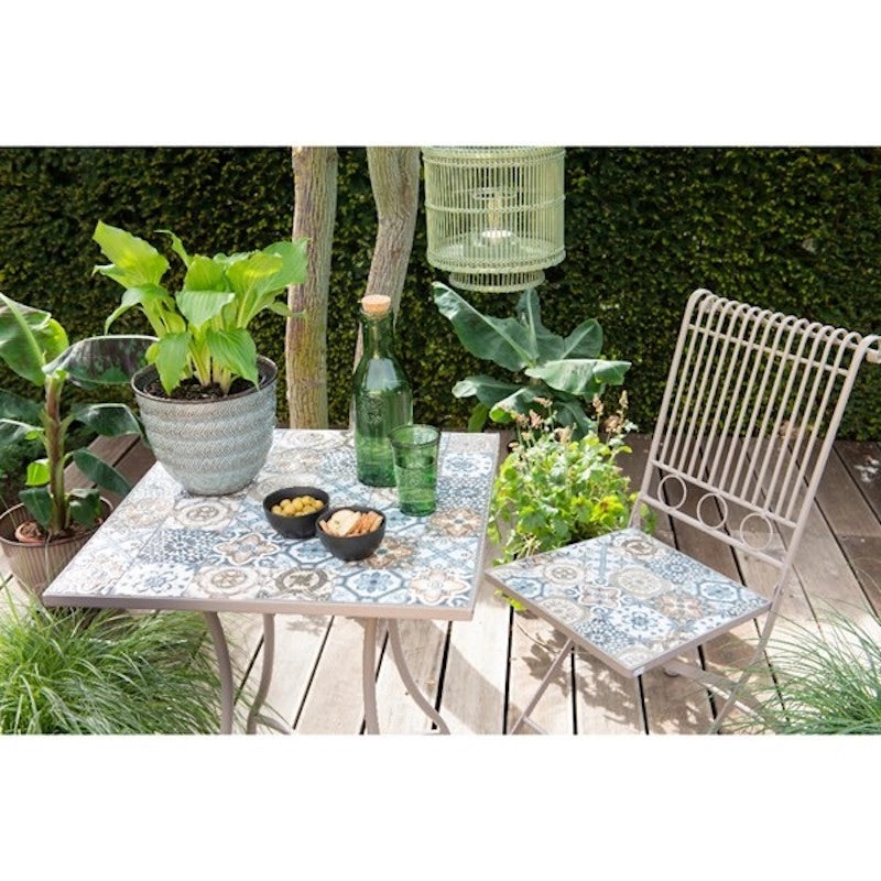 Sedia pieghevole toulouse con decorazione mosaico 45x38x90cm