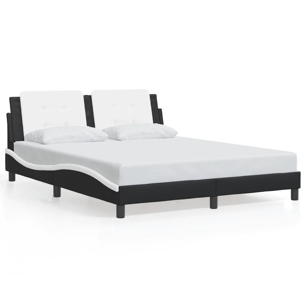 Giroletto con LED senza Materasso-Struttura Letto Zadar Nero e Bianco 160x200 cm