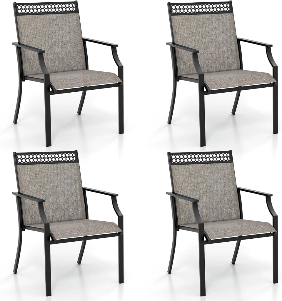 Set di 2 sedie da giardino, terrazze con braccioli, sedie da balcone in metallo con portata fino a 150 kg, sedie da pranzo per patio, terrazza (caffè)