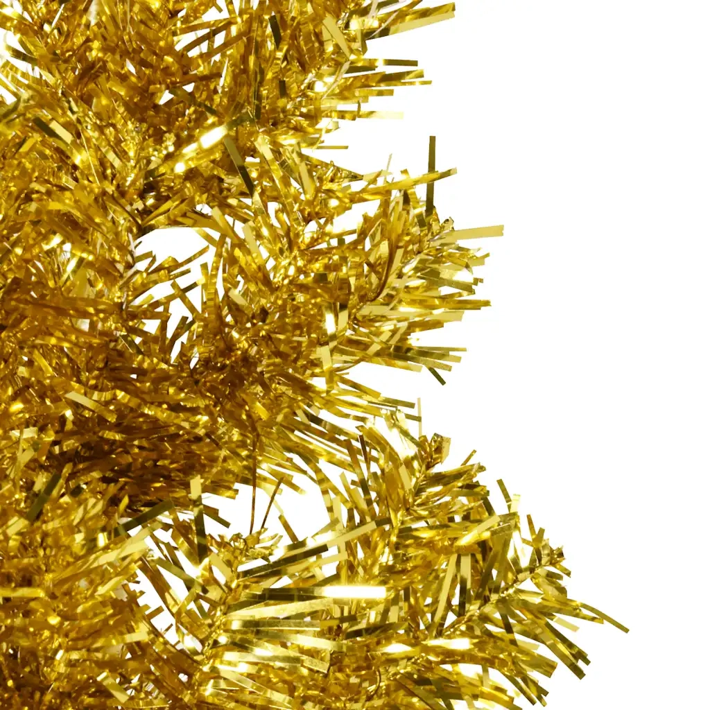 Albero Natale Artificiale Sottile a MetÃ  con Supporto Oro 150cm