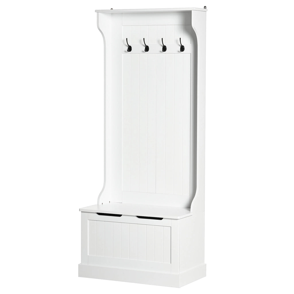 Mobile ingresso con panca, appendiabiti e gancio ¨C zephmum ¨C bianco 71.5x39.5x170 cm