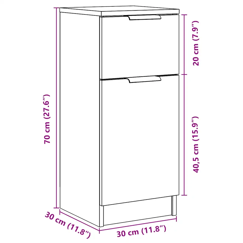 vidaXL Credenza Rovere Artigianale 30x30x70 cm in Legno Multistrato