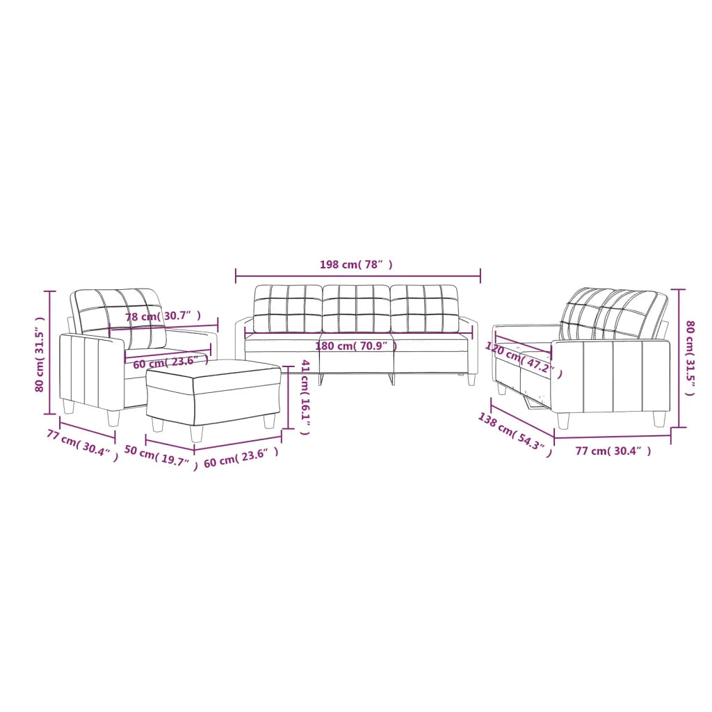 Set di Divani 4 pz con Cuscini Nero in Similpelle 3201343
