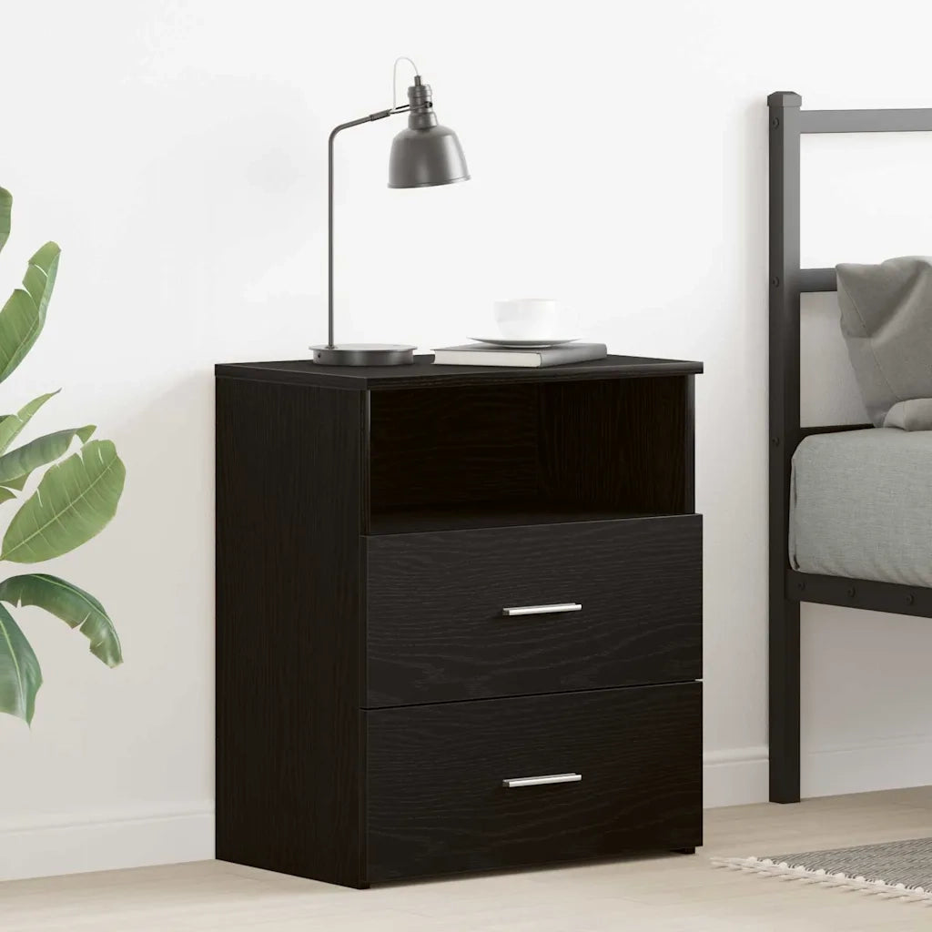 Comodino | Armadio da Notte | Mobiletto da notte Rovere Nero 50 x 32 x 60cm Legno multistrato
