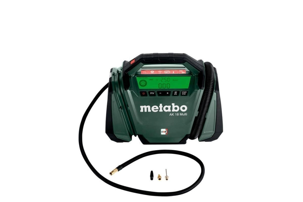 Metabo 600794850 AK 18 MULTI Compressore ad Aria 16 l-min 11 bar Batteria 18 V con Display Retroilluminato e Manometro Integrato colore Nero Verde