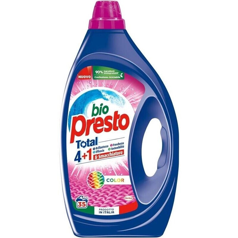 SET 4 PZ BIOPRESTO DETERSIVO PER LAVATRICE DA 35 LAVAGGI CAPI COLORATI