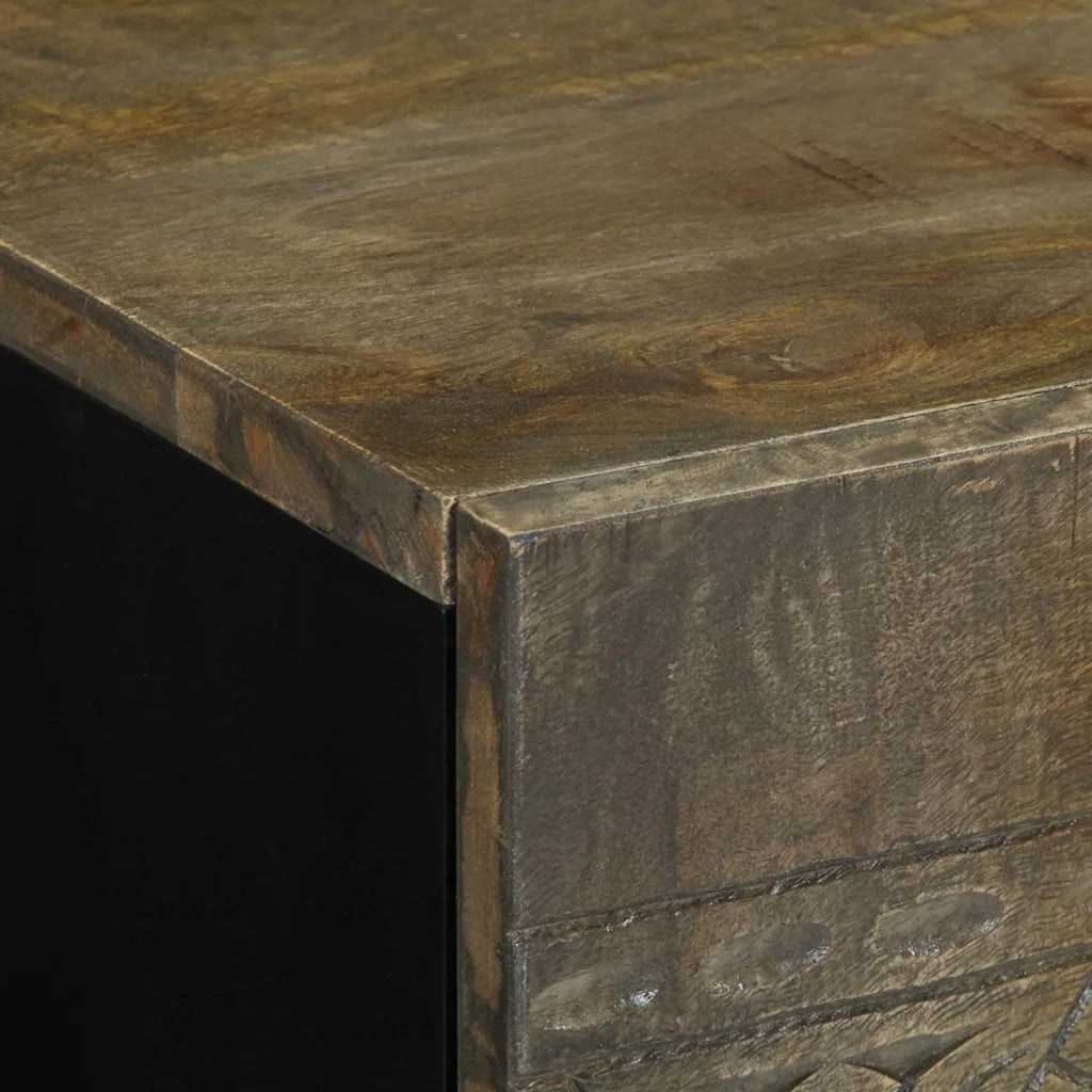 Comodino-Tavolino da notte Grigio Chiaro 50x33x60 cm in Legno Massello di Mango 286389