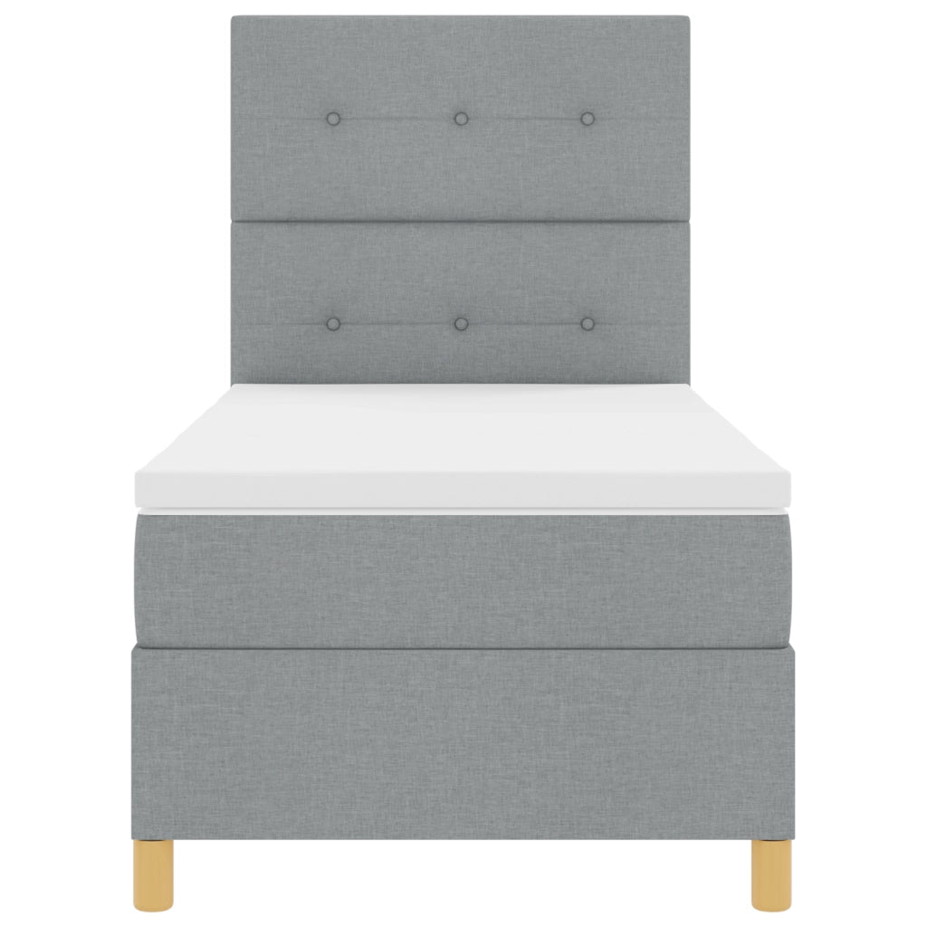 Letto con Box Spring Grigio Chiaro 80x200 cm Tessuto