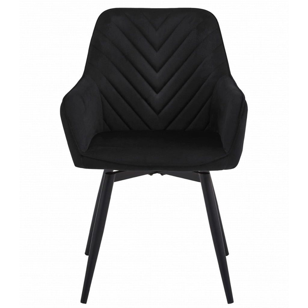 Sedia girevole Nana360 in velluto nero con gambe in metallo