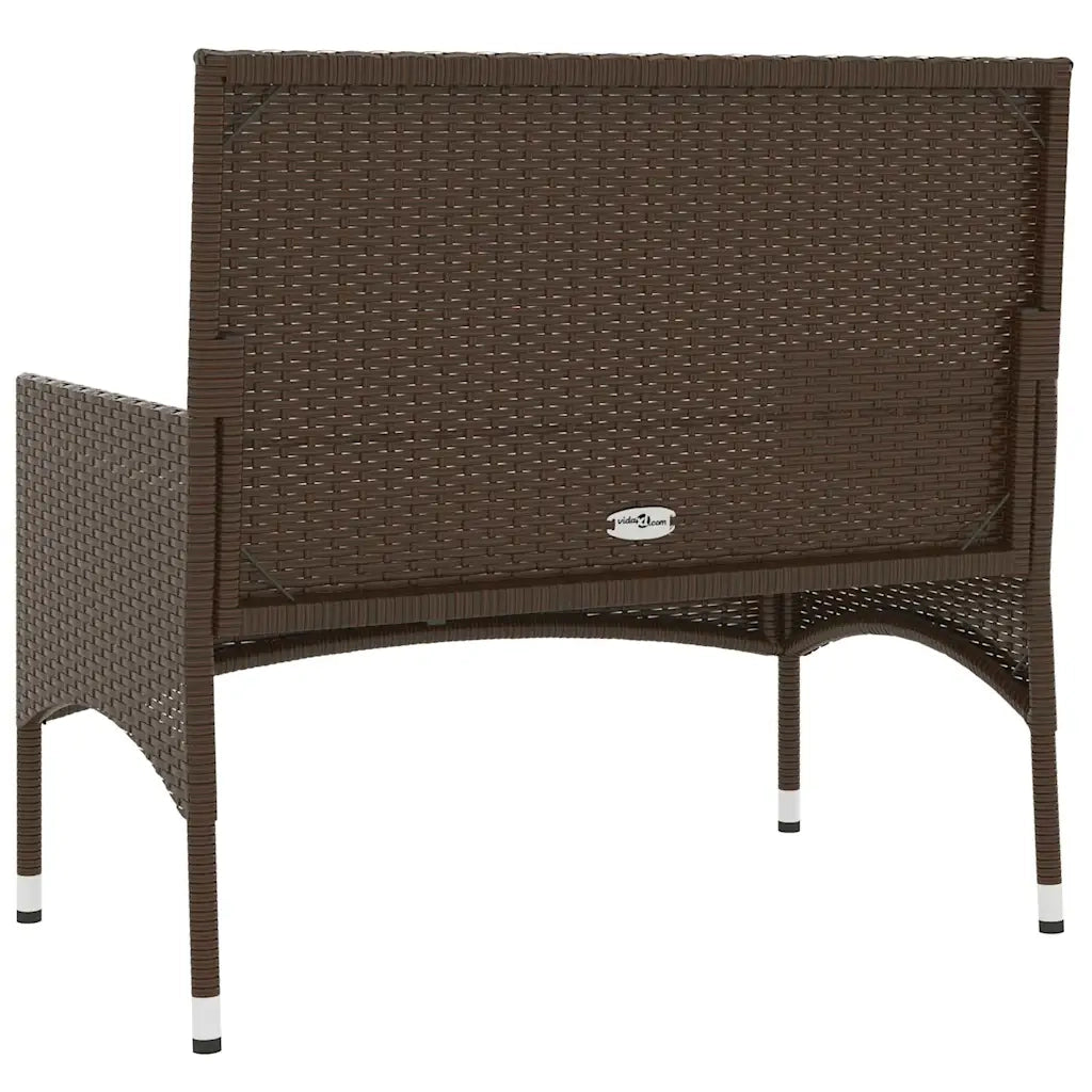 Panchina da Giardino | Panca da Giardino a 2 Posti con Cuscini in Polyrattan Marrone