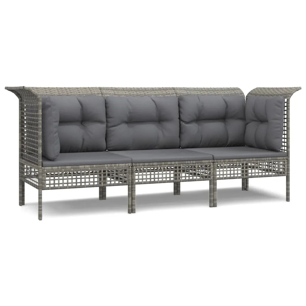 Set Divani da Giardino 3 pz con Cuscini in Polyrattan Grigio 3187474