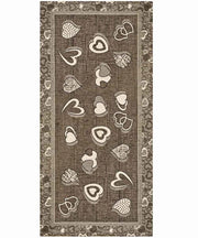 Tappeto LOVELY marrone fango cm.55x80 moderno cuori, tappetino multiuso lavabile antiscivolo