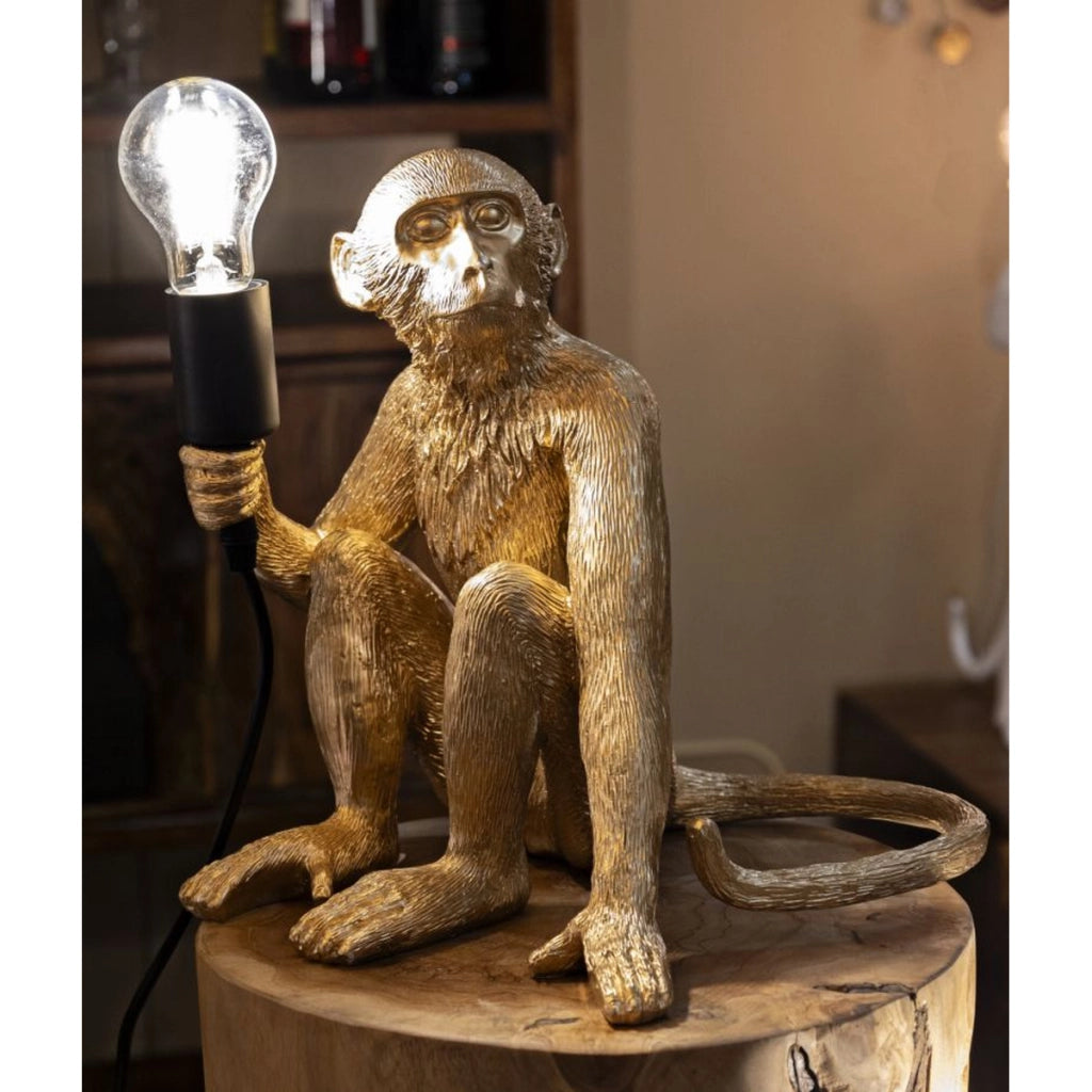 Lampada da Tavolo Scimmia 2, Oro, Poliestere, 33x33x32 cm