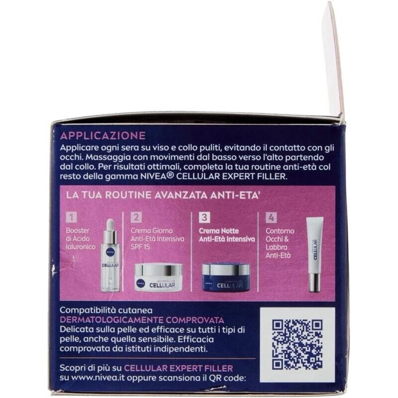NIVEA CREMA NOTTE ANTI ETÀ INTENSIVA 50 ML CON ACIDO IALURONICO E FOLICO 24 H