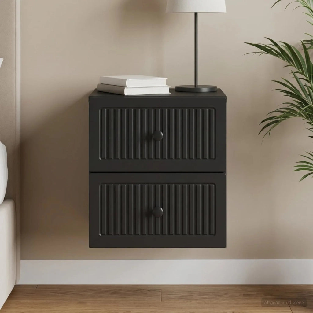 Mobiletto da notte a muro con cassetto Nero 33 x 34,5 x 40 cm 897957