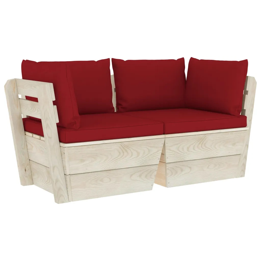 Divano da Giardino a 2 Posti su Pallet con Cuscini Legno Abete cod mxl 52162