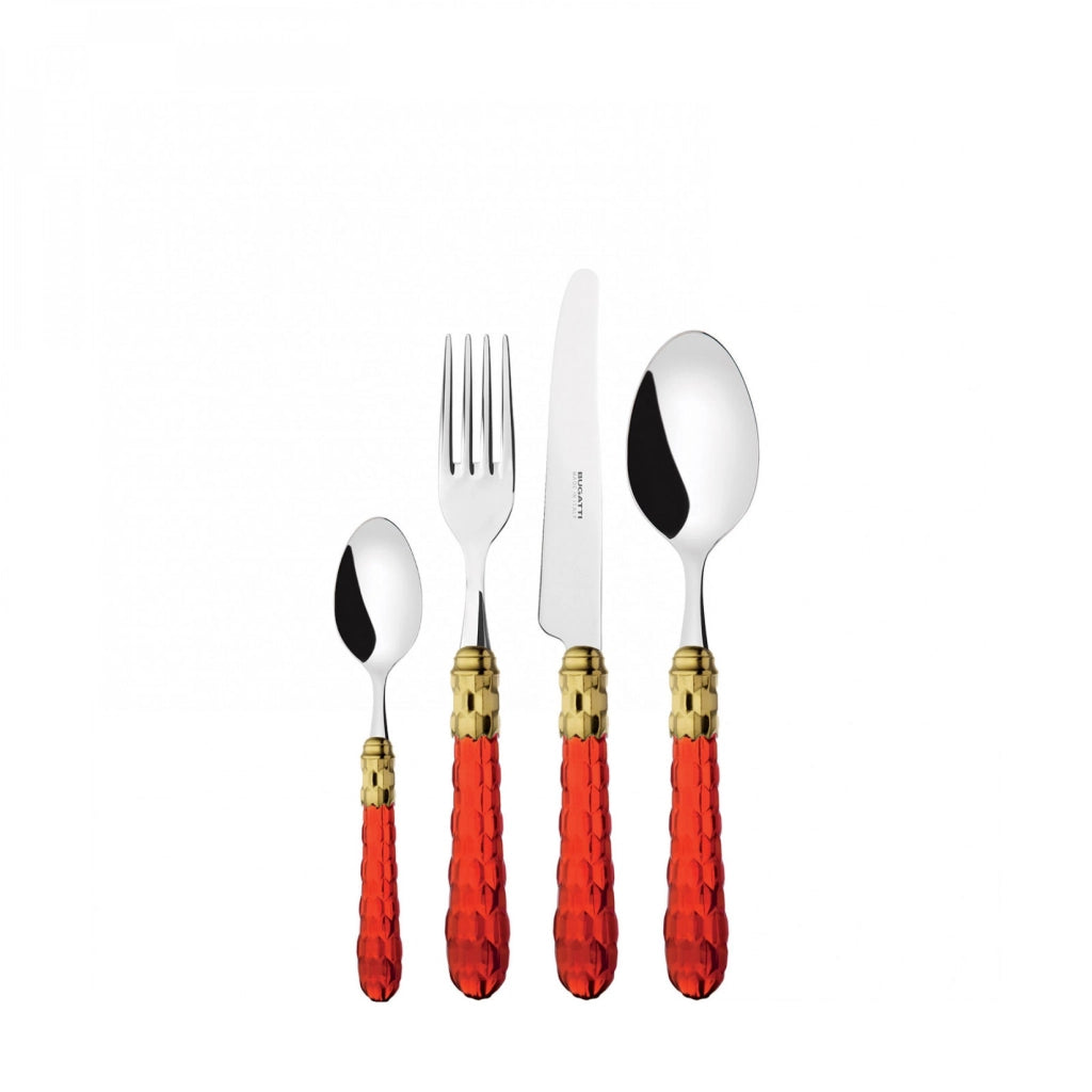 CRISTALLO Ghiera Dorata, Posate Set 24 Pz, Scatola Compact, Casa