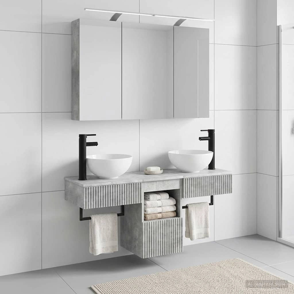 Set di Armadi da Bagno 4 pz Grigio Cemento Legno ingegnerizzato 3406258
