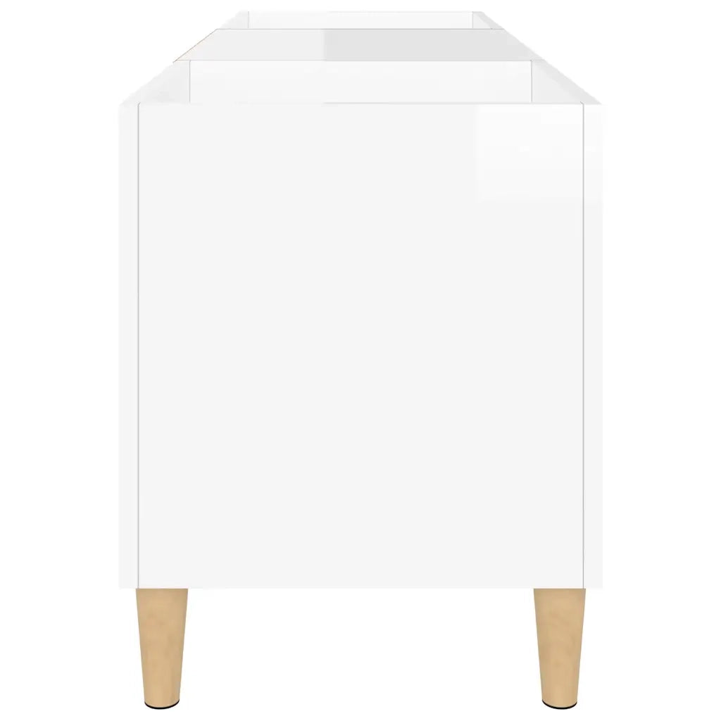 Mobile Porta Dischi Bianco Lucido 121x38x48cm Legno Multistrato 831927