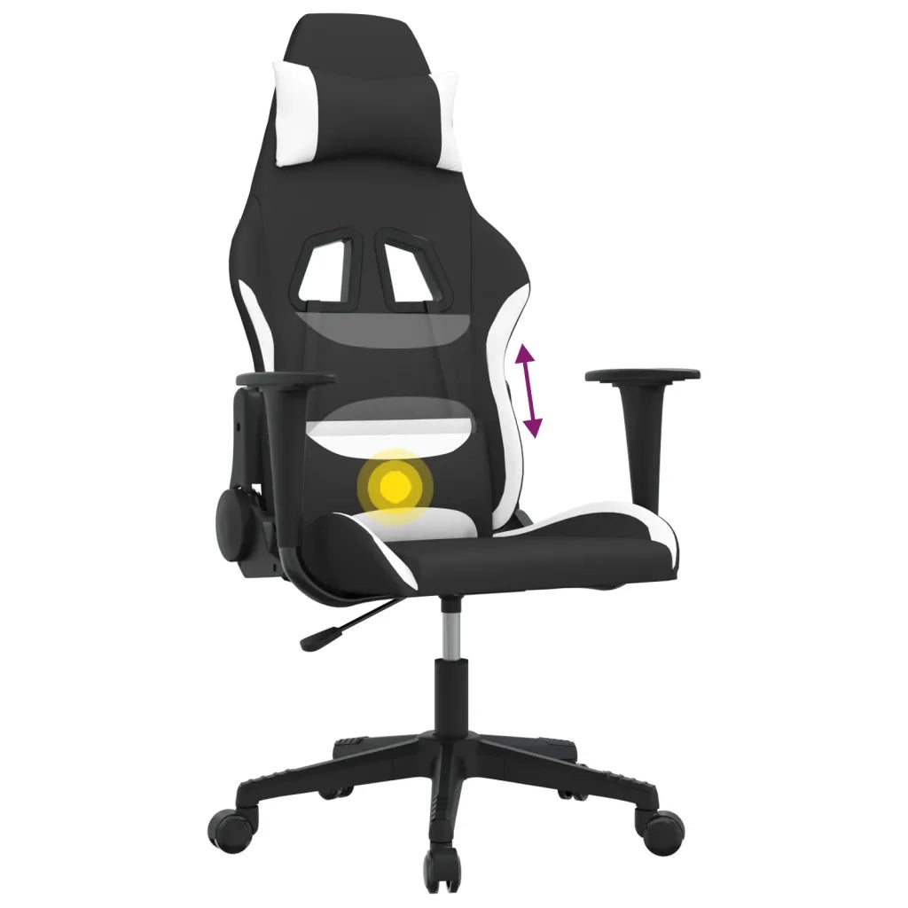 vidaXL Sedia da Gaming Nero e Bianco in Tessuto