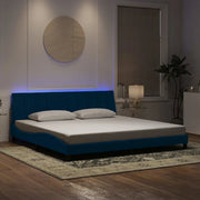 Giroletto con LED senza Materasso Hanko Blu 200x200 cm in Velluto 3213803